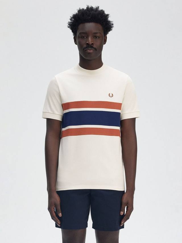 

Хлопчатобумажная футболка с панелями Fred Perry, цвет Light Ecru