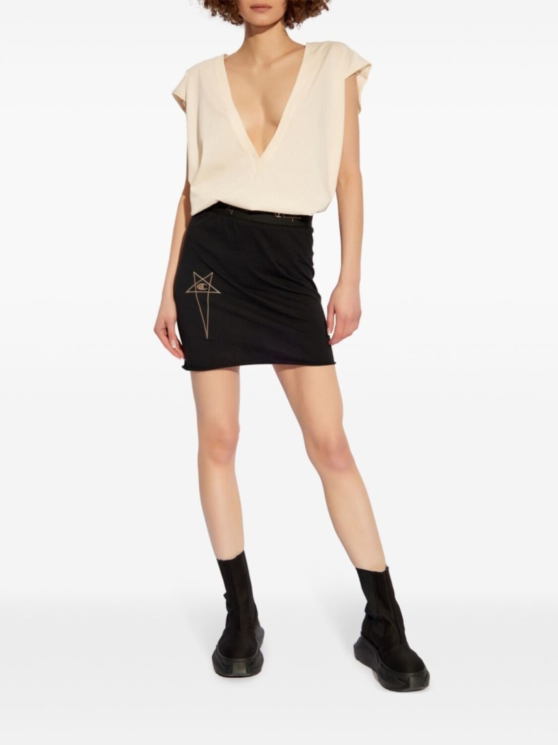 

Rick Owens X Champion футболка Dylan с вышитым логотипом, нейтральный цвет
