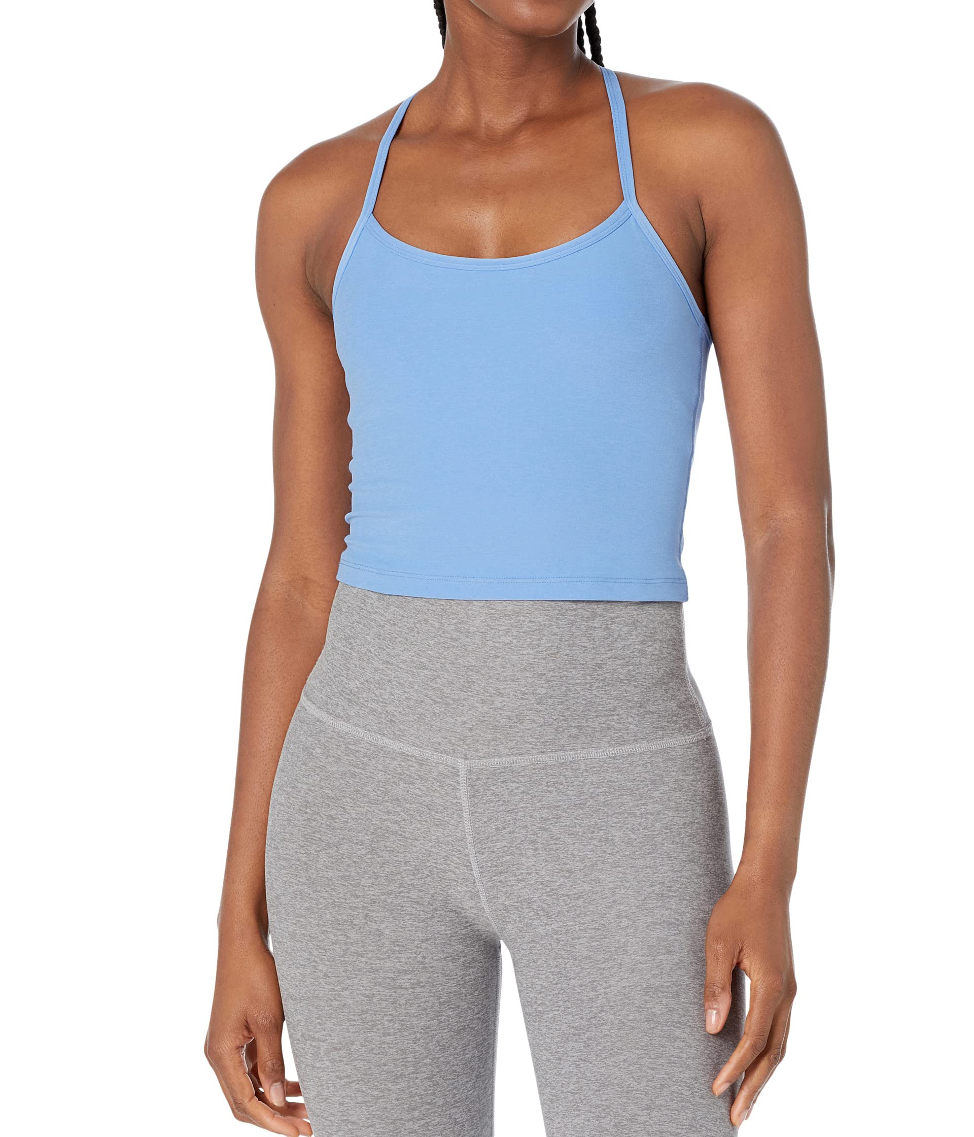 

Топ Beyond Yoga Spacedye Slim Racerback Cropped Tank, Flower Blue Heather