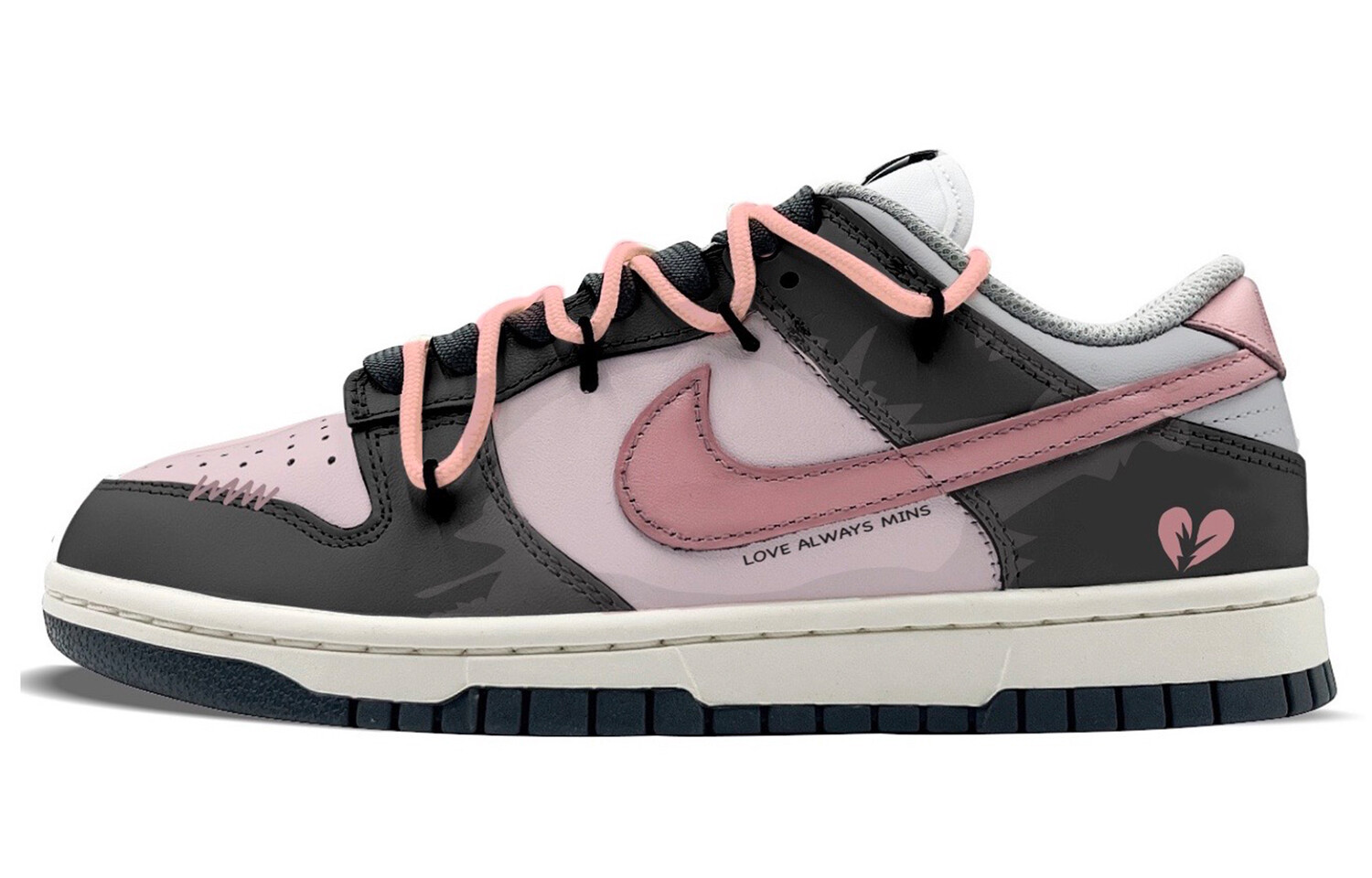 

Кроссовки Nike Dunk Skateboarding Shoes Women's Low-top Black/pink/gray, черный