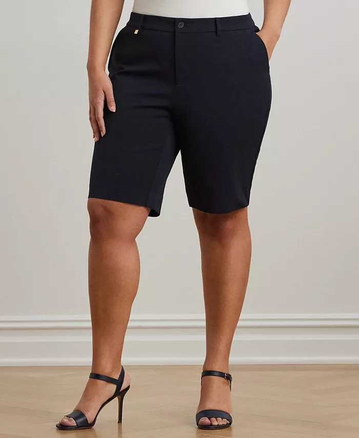 

Шорты из хлопка с эластаном, plus-size Lauren Ralph Lauren, синий