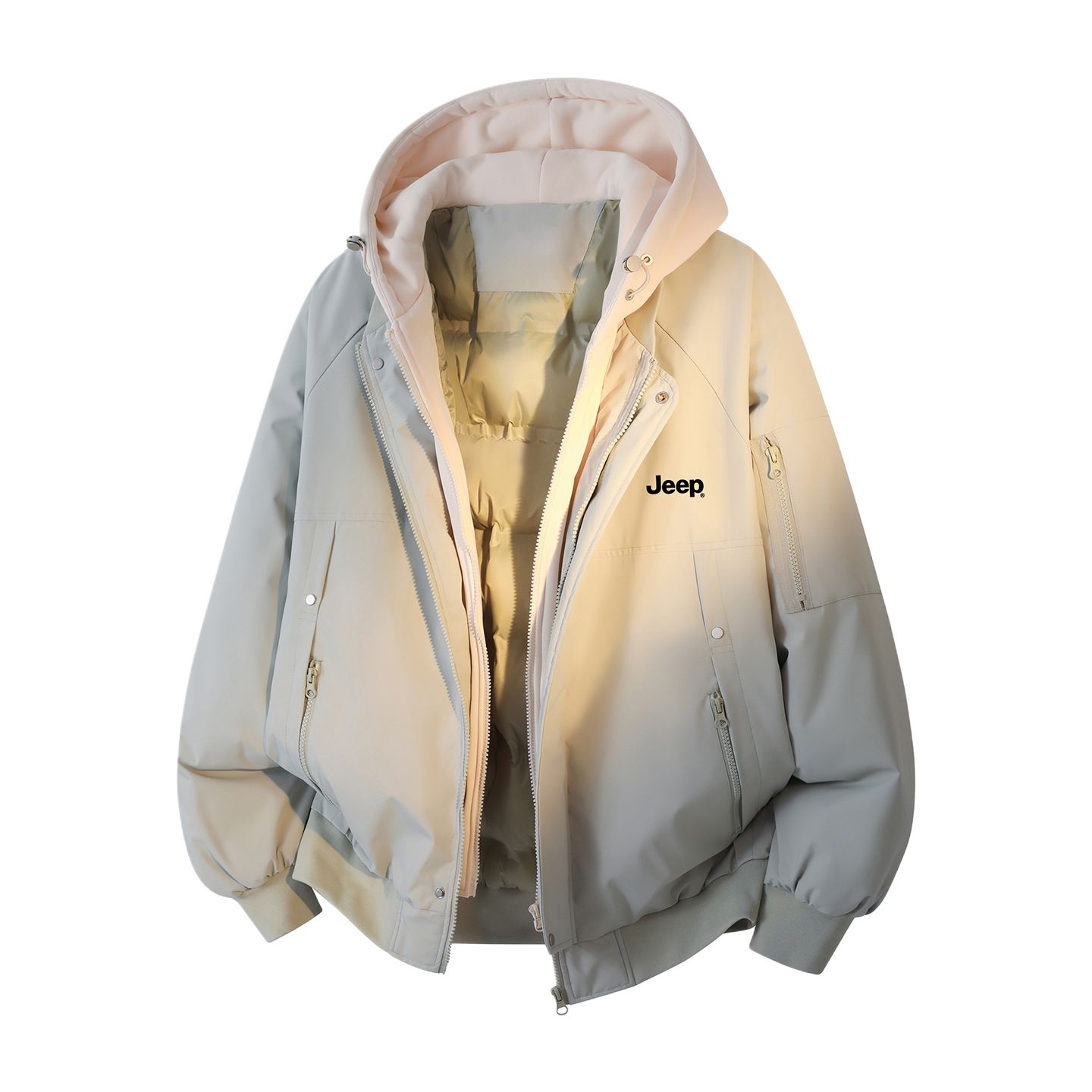 

Пуховик Unisex Hooded Thickened Baseball Jeep, pea зеленый