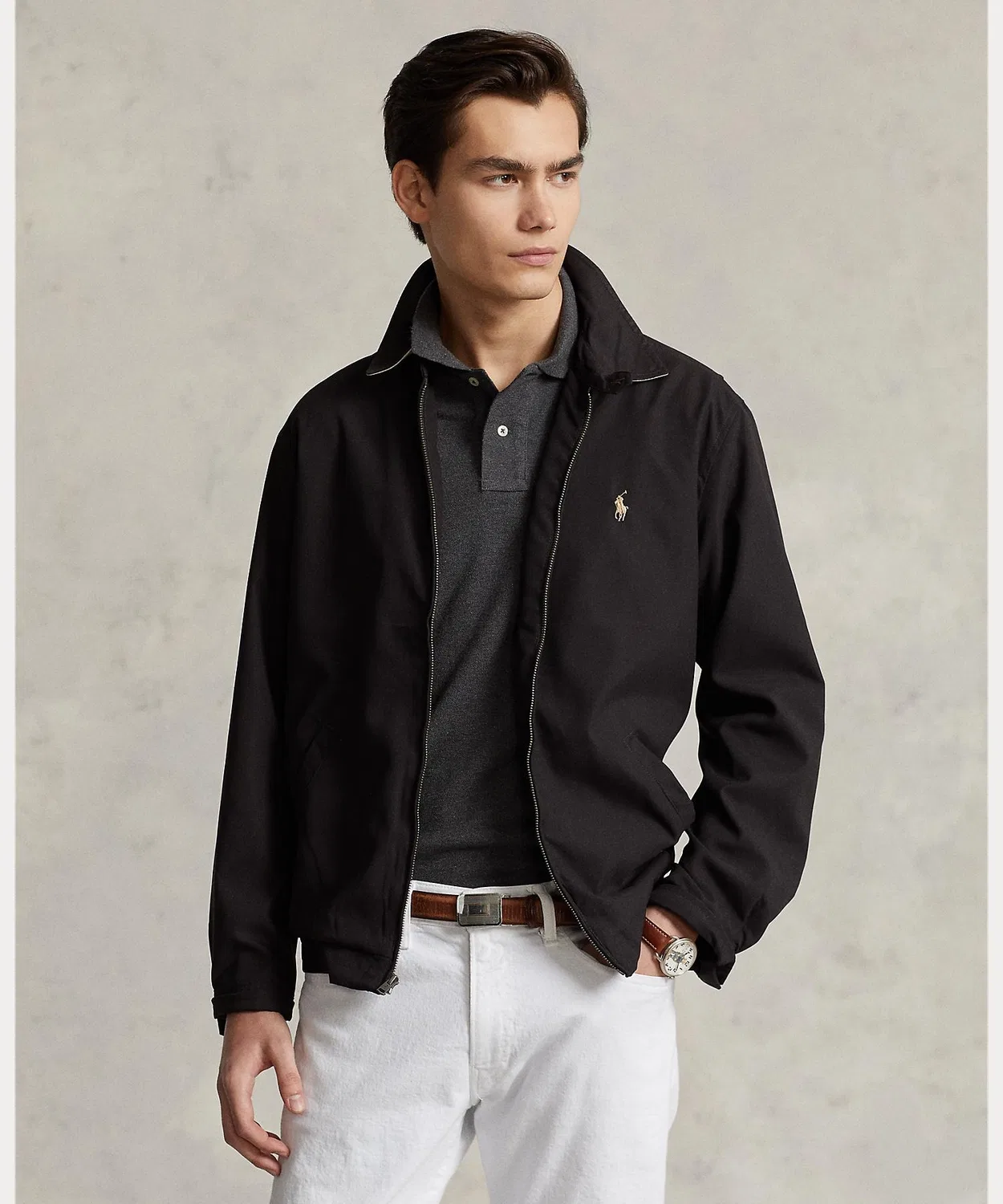 Ветровка лёгкая Polo Ralph Lauren с вискозной структурой, чёрная
