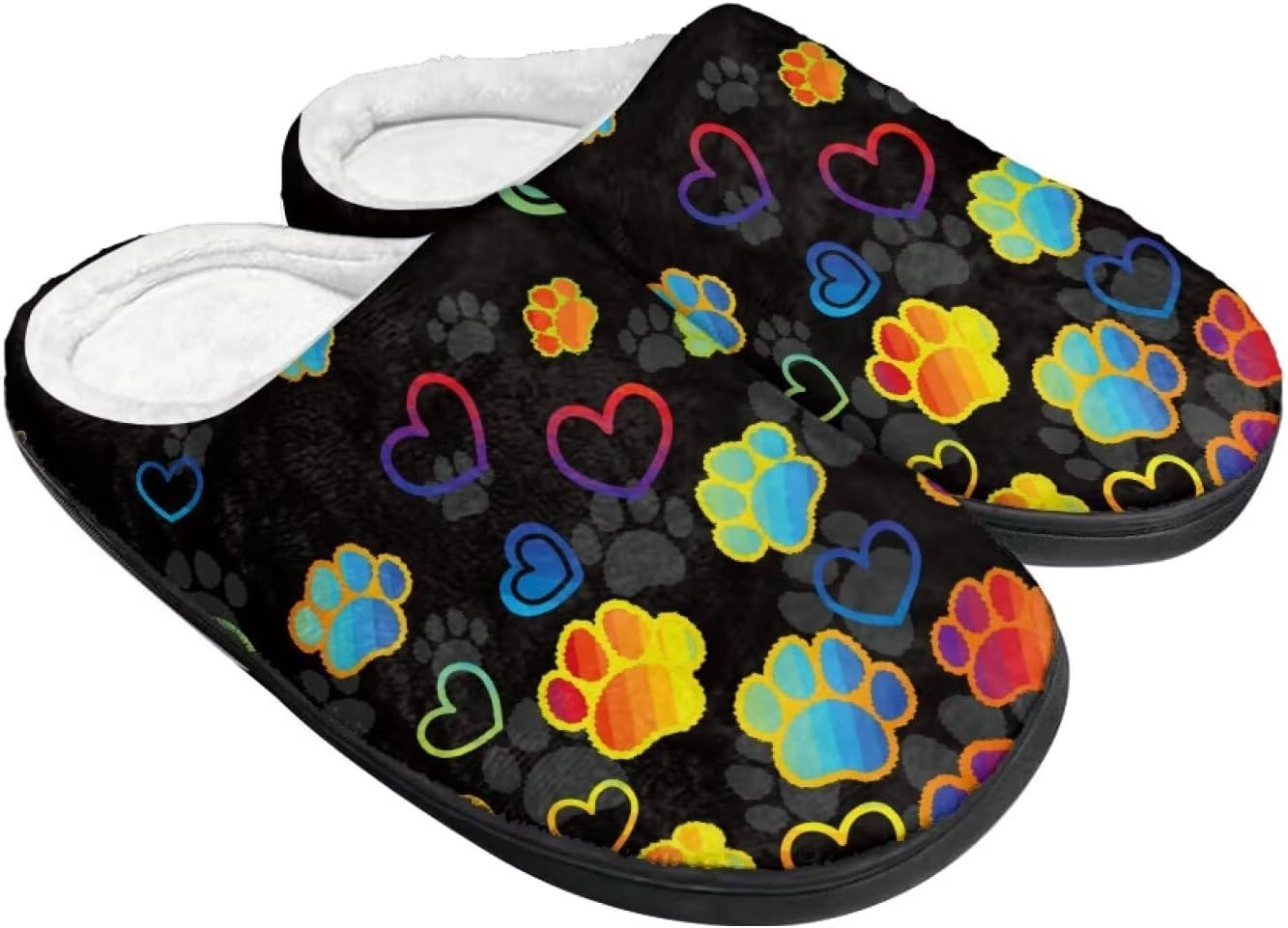 

Тапочки COEQINE для спальни, женские и мужские, мягкие и теплые для дома на зиму, легкие домашние обувь, размер США 4-12, Multi Cute Dog Paw Print