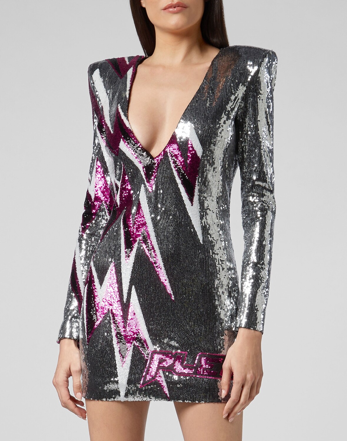 

Короткое платье Гром Philipp Plein, серебро