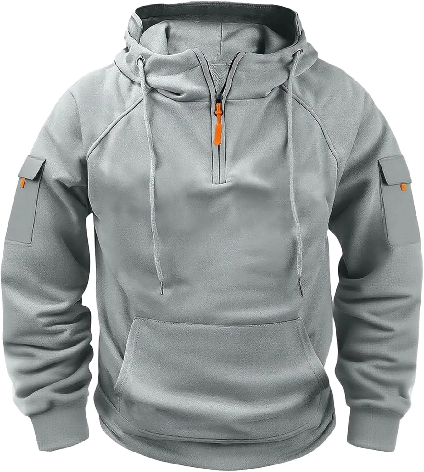 

Толстовка с капюшоном Quarter Zip Up для мужчин, с длинным рукавом и карманом