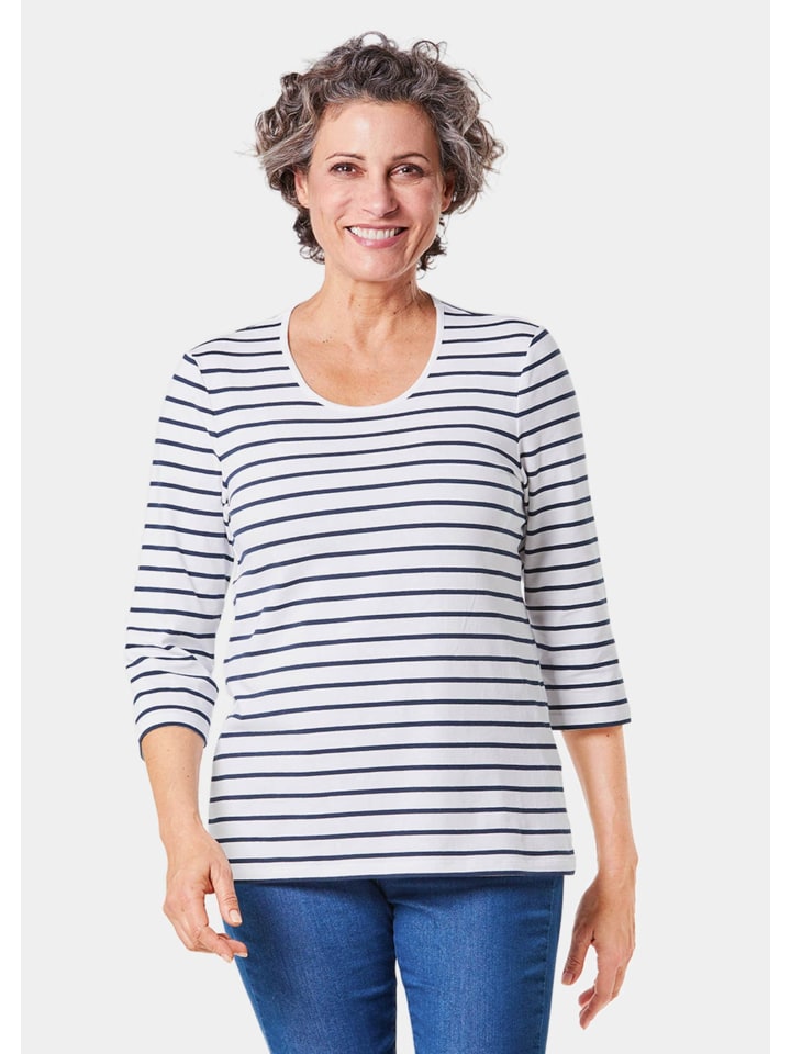 

Полосатая рубашка, яркая трикотажная полосатая рубашка белого / темно-синего / полосатого цвета GOLDNER