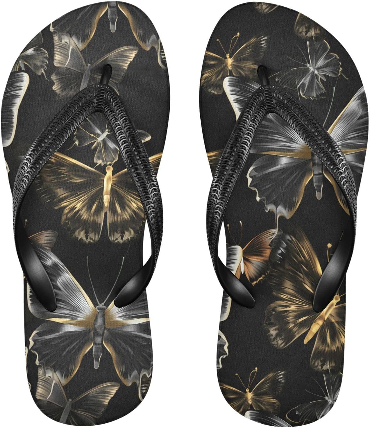

Черные шлепанцы Golden Butterfly для пляжа и душа, резинескользящие летние тапочки для женщин и мужчин Sinestour