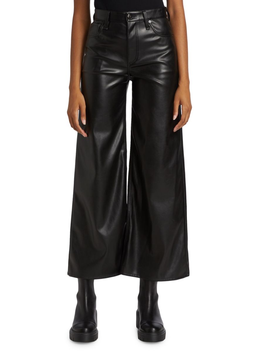 

Укороченные брюки из искусственной кожи Sofie rag & bone, черный