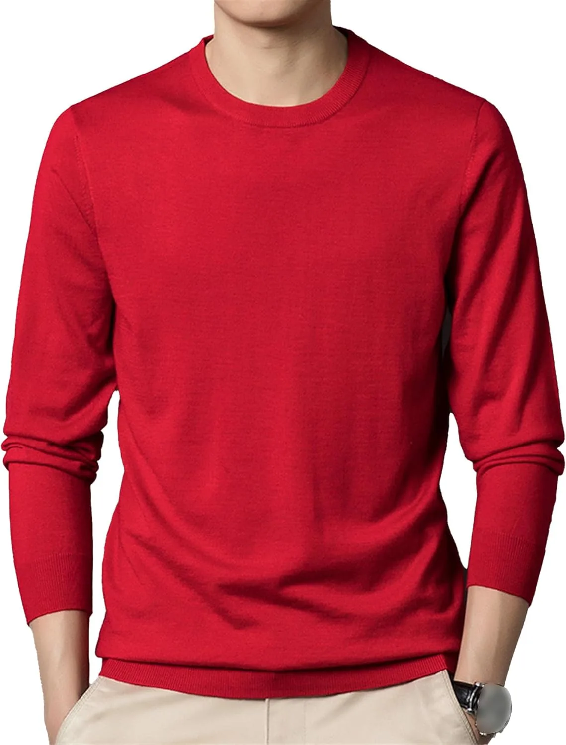 

Мужской свитер с круглым вырезом Slim Fit легкий эластичный SWJGLITTR