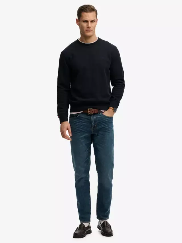 Хлопковая толстовка с круглым вырезом и логотипом, темно-синяя (Eclipse Navy) Superdry — фото 3