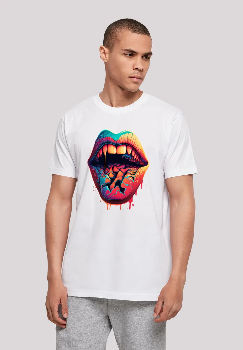 

F4NT4STIC Футболка "Drooling Lips TEE UNISEX", принт, белый