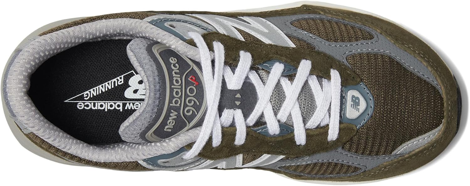 Детские кроссовки New Balance 990 V6 на шнуровке, зеленый — фото 2