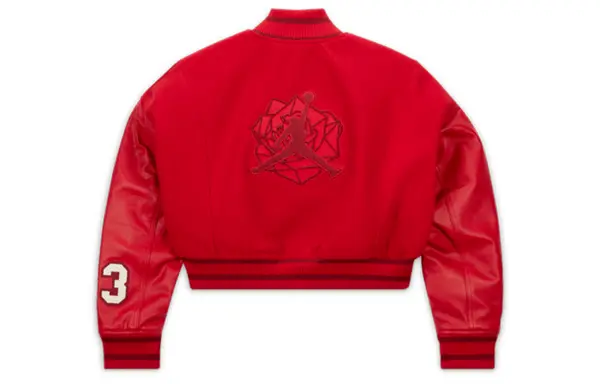 Куртка (WMNS) Air Jordan x Teyana Taylor Varsity Jacket Asia Sizing 'Gym Red', красный — фото 2