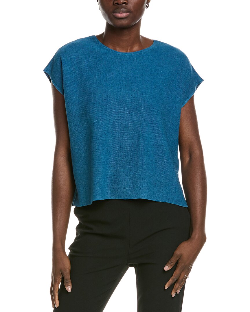 

EILEEN FISHER Пике Топ из смеси льна и льна, синий