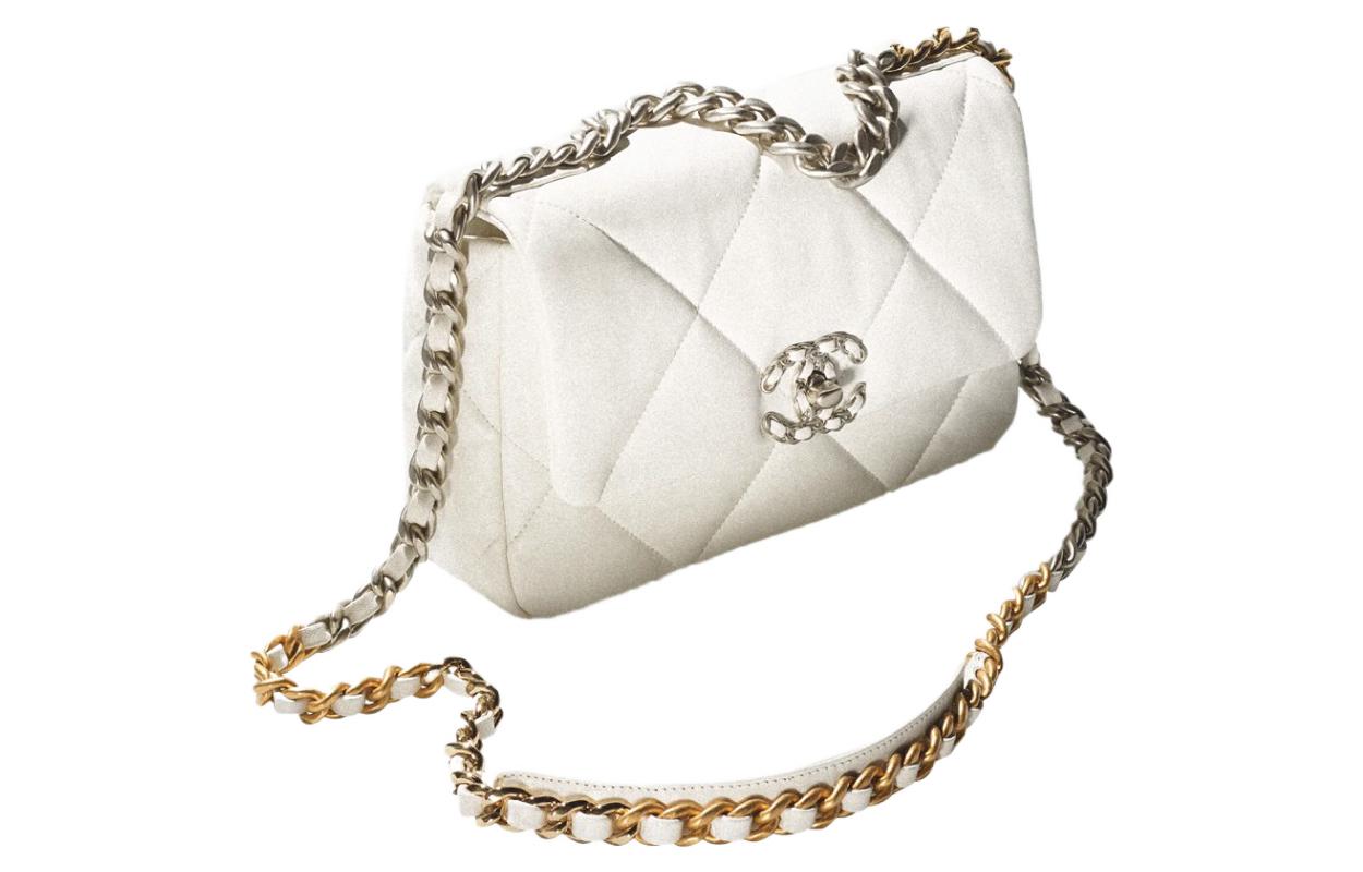 CHANEL Сумка через плечо 19Bag из натуральной кожи ягненка, средний размер, женская, белая — фото 2