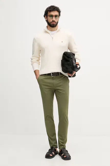 Свитер хлопковый Pullover Tommy Hilfiger, бежевый — фото 2