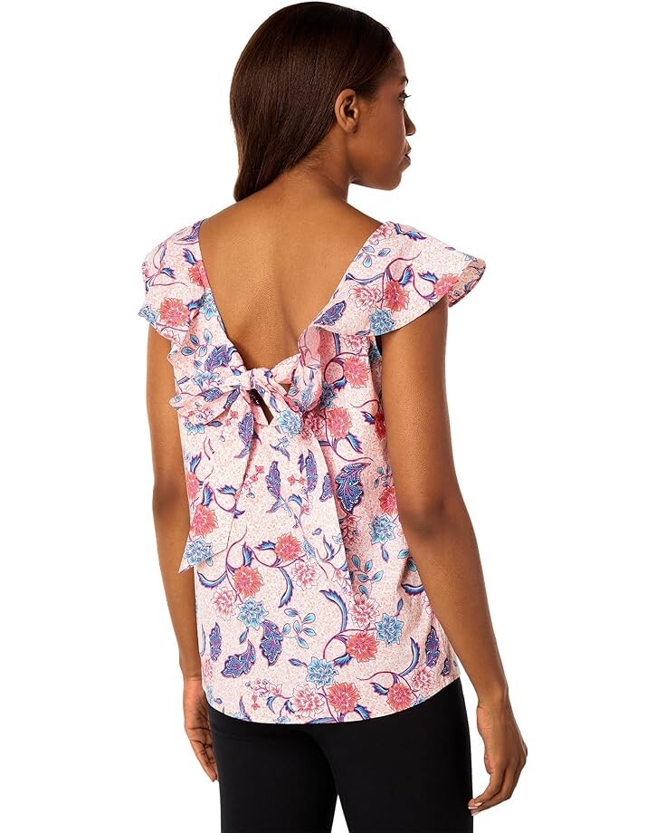 

Блуза H Halston Sleeveless Ruffled Strap Blouse, цвет Batik Blossom Coral Quartz