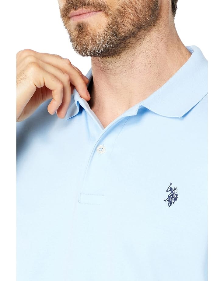 Поло U.S. Polo Assn. Solid Short Sleeve Interlock, светло-синий — фото 3