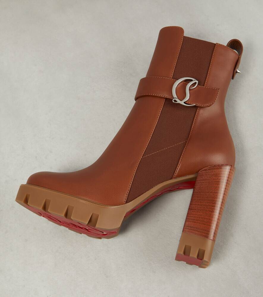 Декорированные кожаные ботильоны CL Chelsea Lug 100 Christian Louboutin, коричневый — фото 4