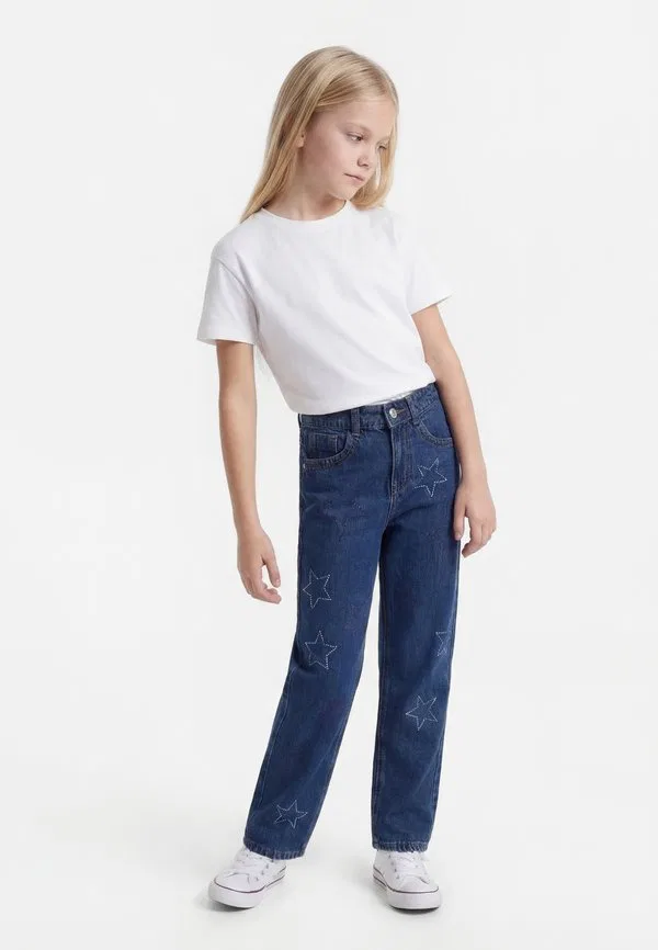 Kogcarly папа прямые джинсы прямые штанины Only Girls, Medium Blue Denim
