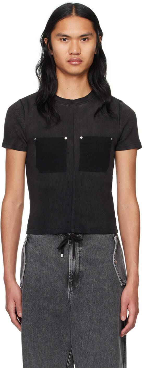 

Черная футболка с усаженными заклепками и напылением Dion Lee