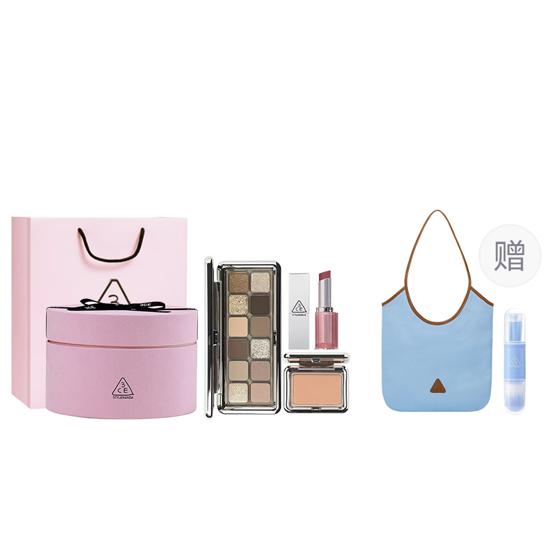 Набор Full Of Love Box из 12 цветов теней для век в стиле Fashion Style, румяна, матовая помада Soft Matte Tube, легко растушевывается, натуральный матовый эффект 3CE, [gift box set]розовый diamond plate+pastel розовый+розовый mist day — фото 2