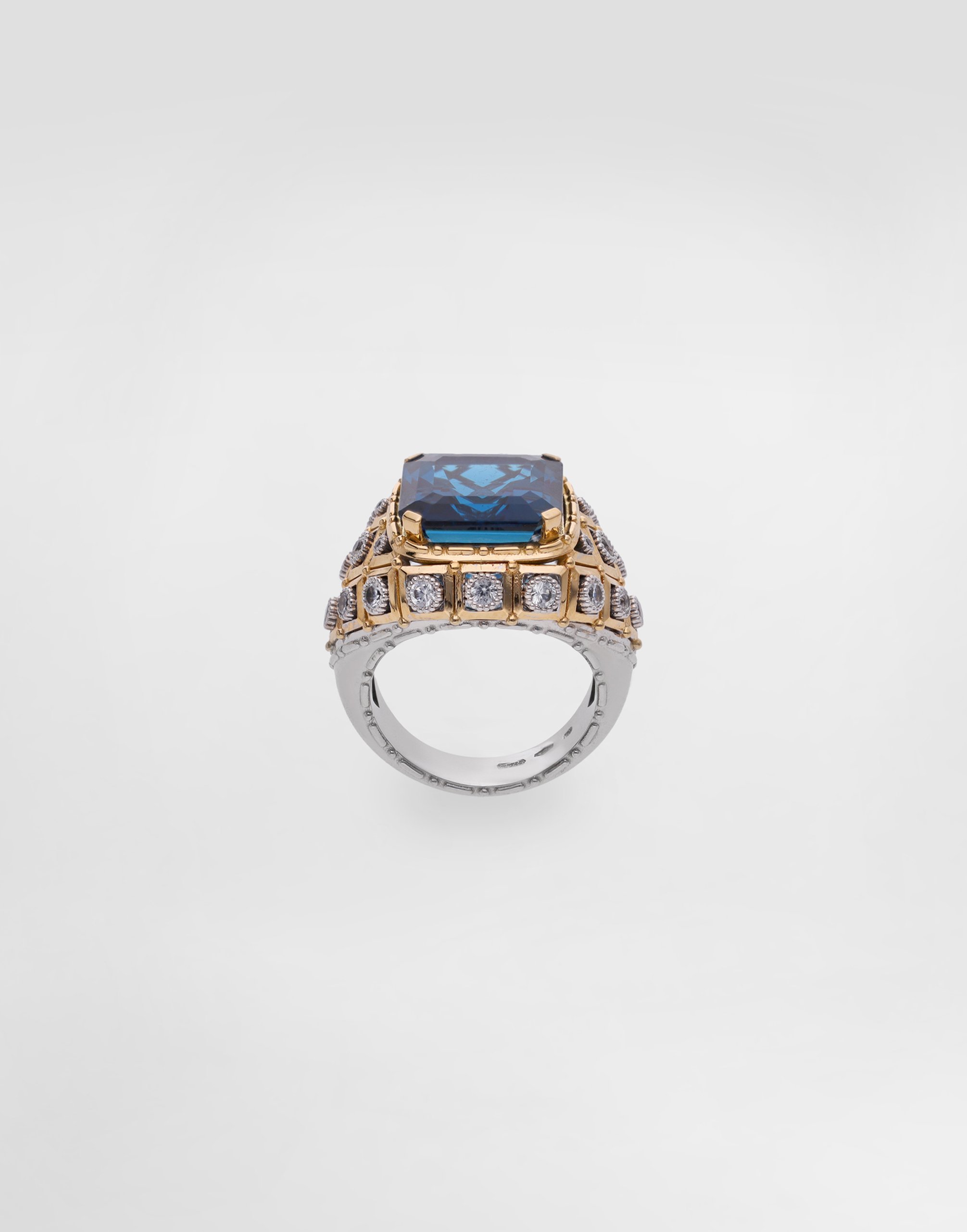 Кольцо eleganza из белого и желтого золота 750 пробы с топазами и сапфирами Dolce & Gabbana, золото — фото 2