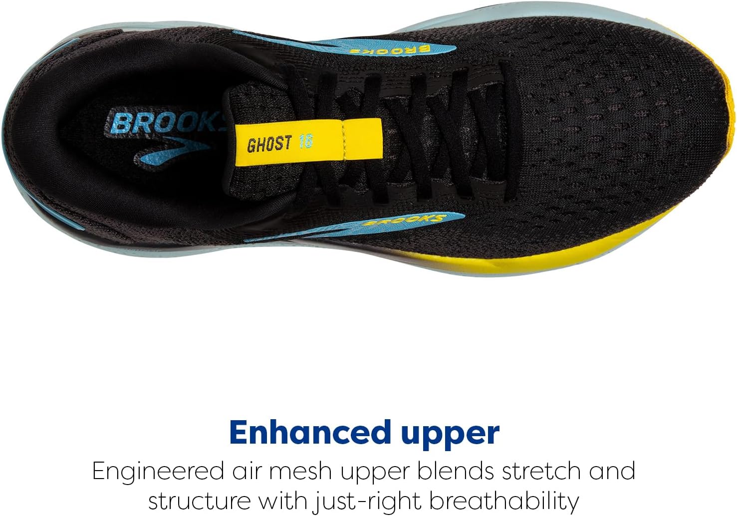 Мужские нейтральные беговые кроссовки Brooks Ghost 16, черный/синий — фото 4