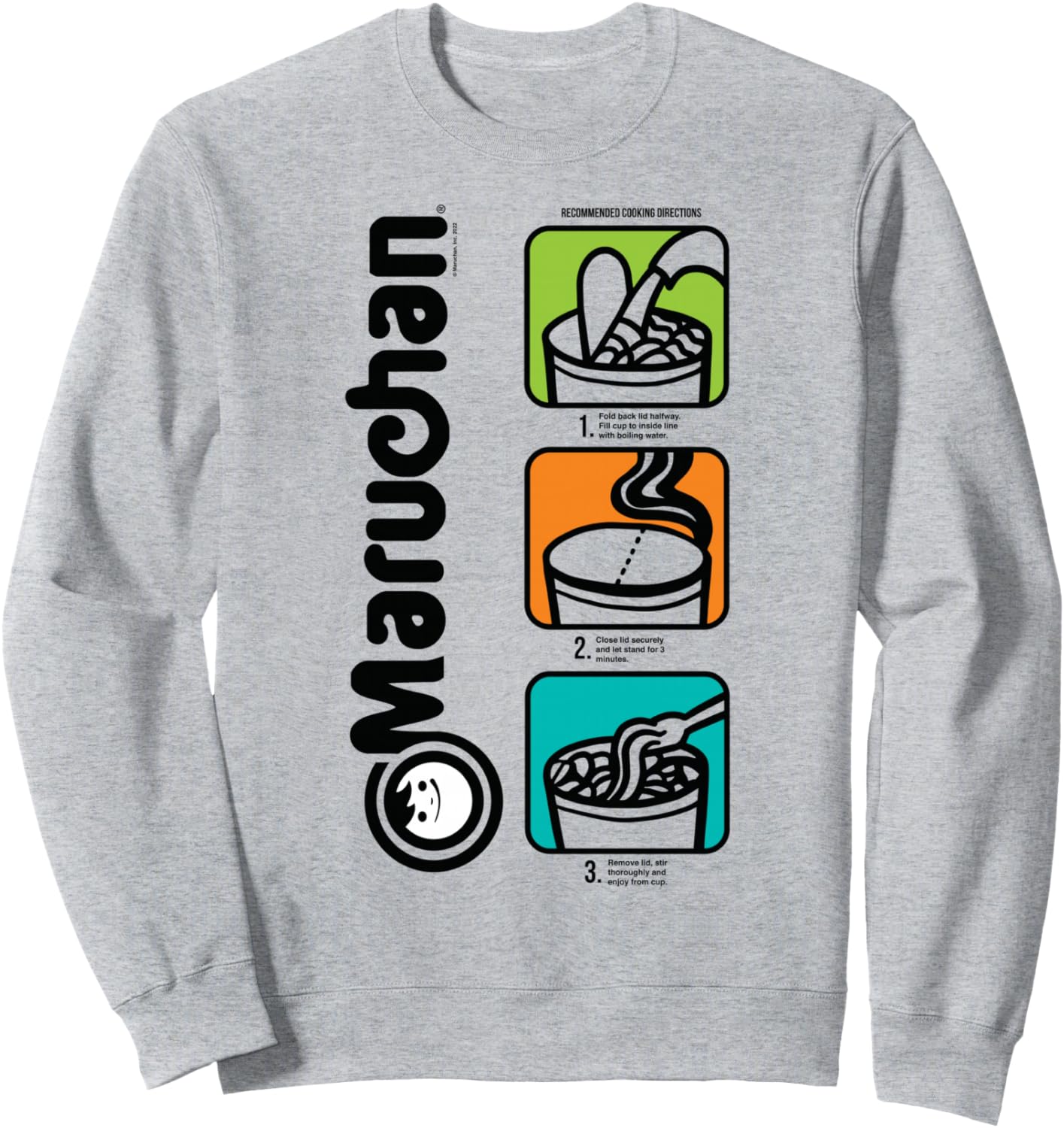 

Инструкция по приготовлению быстрого обеда Maruchan, толстовка серого цвета Maru-Chan