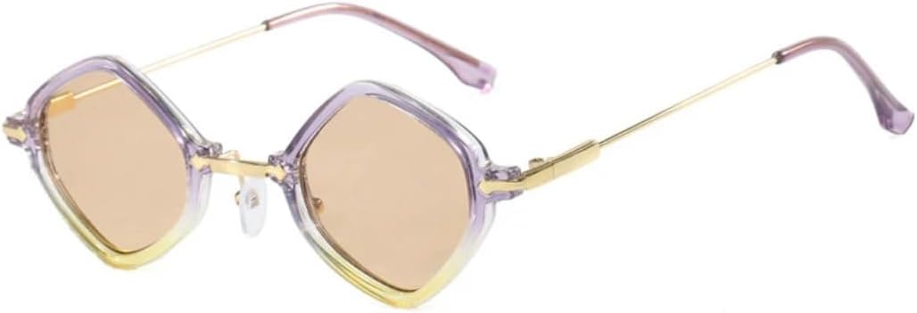 

Винтажные солнцезащитные очки в стиле панк с ромбовидным рисунком для женщин и мужчин, роскошные солнцезащитные очки в металлической оправе для вождения VVTWSSW, Purple Tea