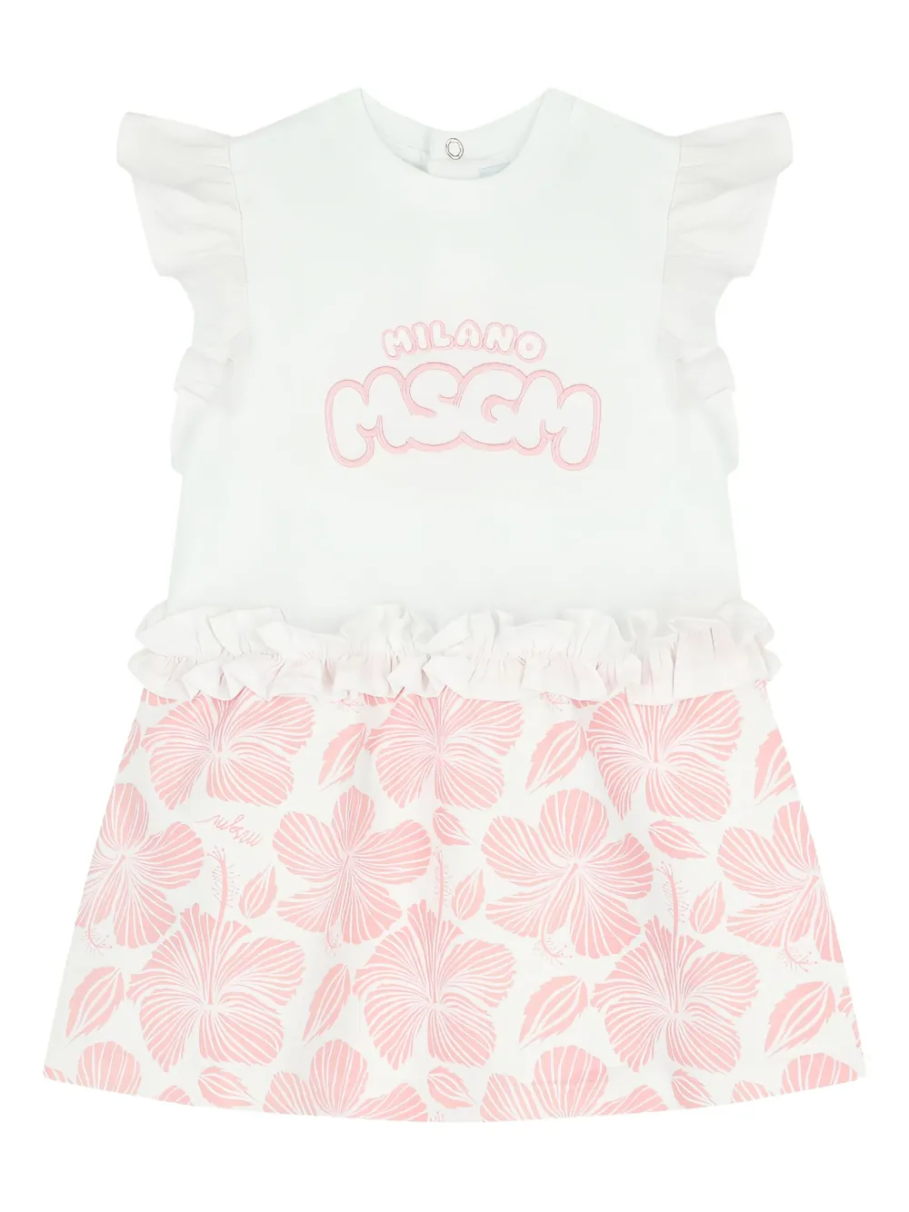 

Платье с цветочным принтом MSGM Kids, белый