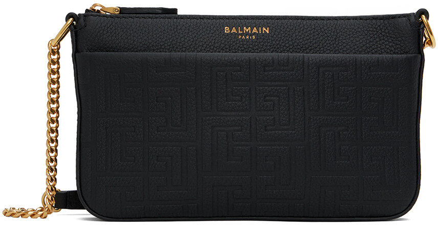 

Черная мягкая мини-сумка на молнии 1945 года Balmain