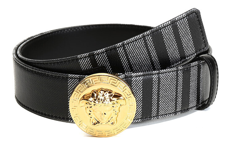VERSACE Черная мужская полоска с пуговицей шириной 4 см — фото 3