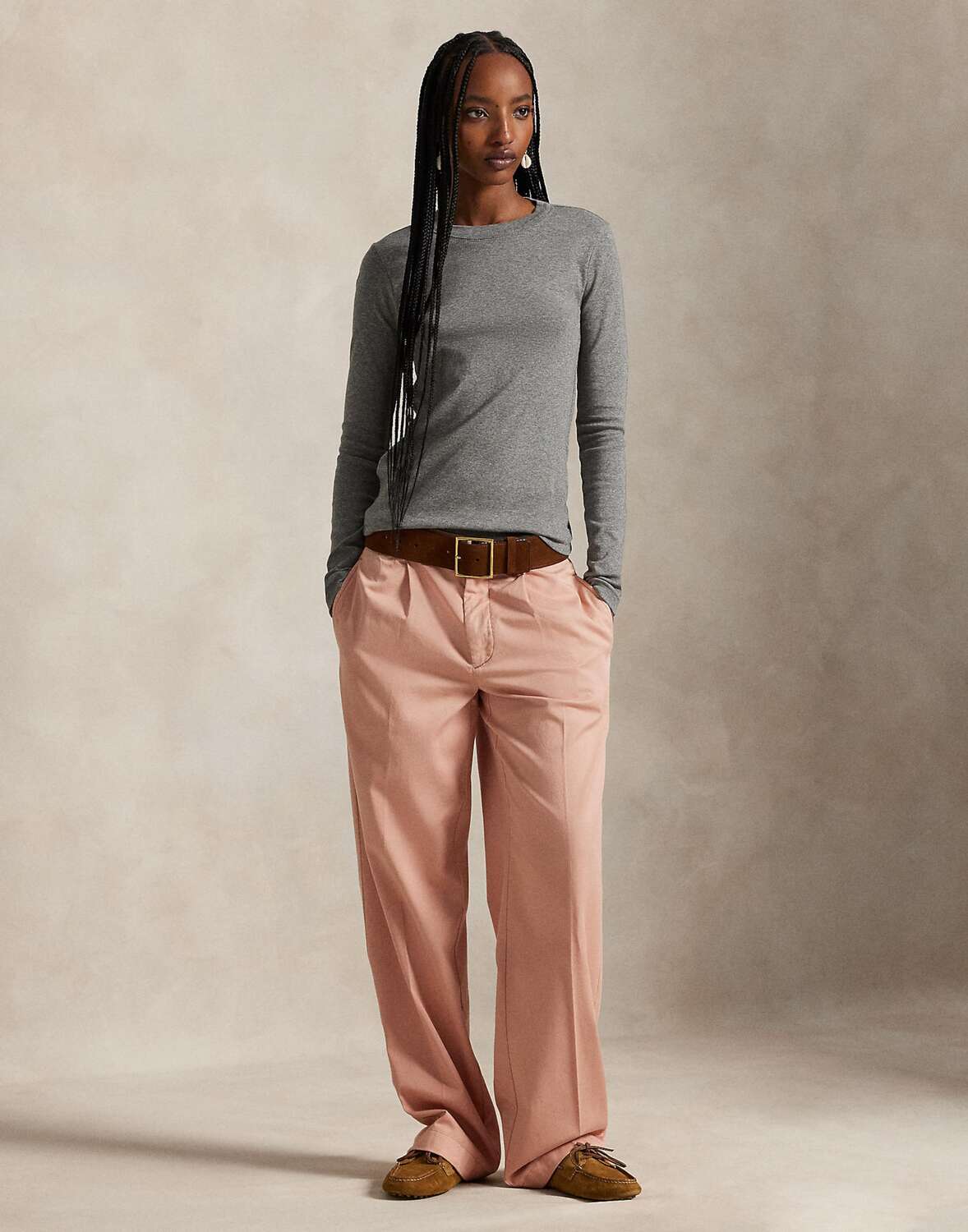 Polo Ralph Lauren Широкие брюки со складками спереди в цвете Rose — фото 4