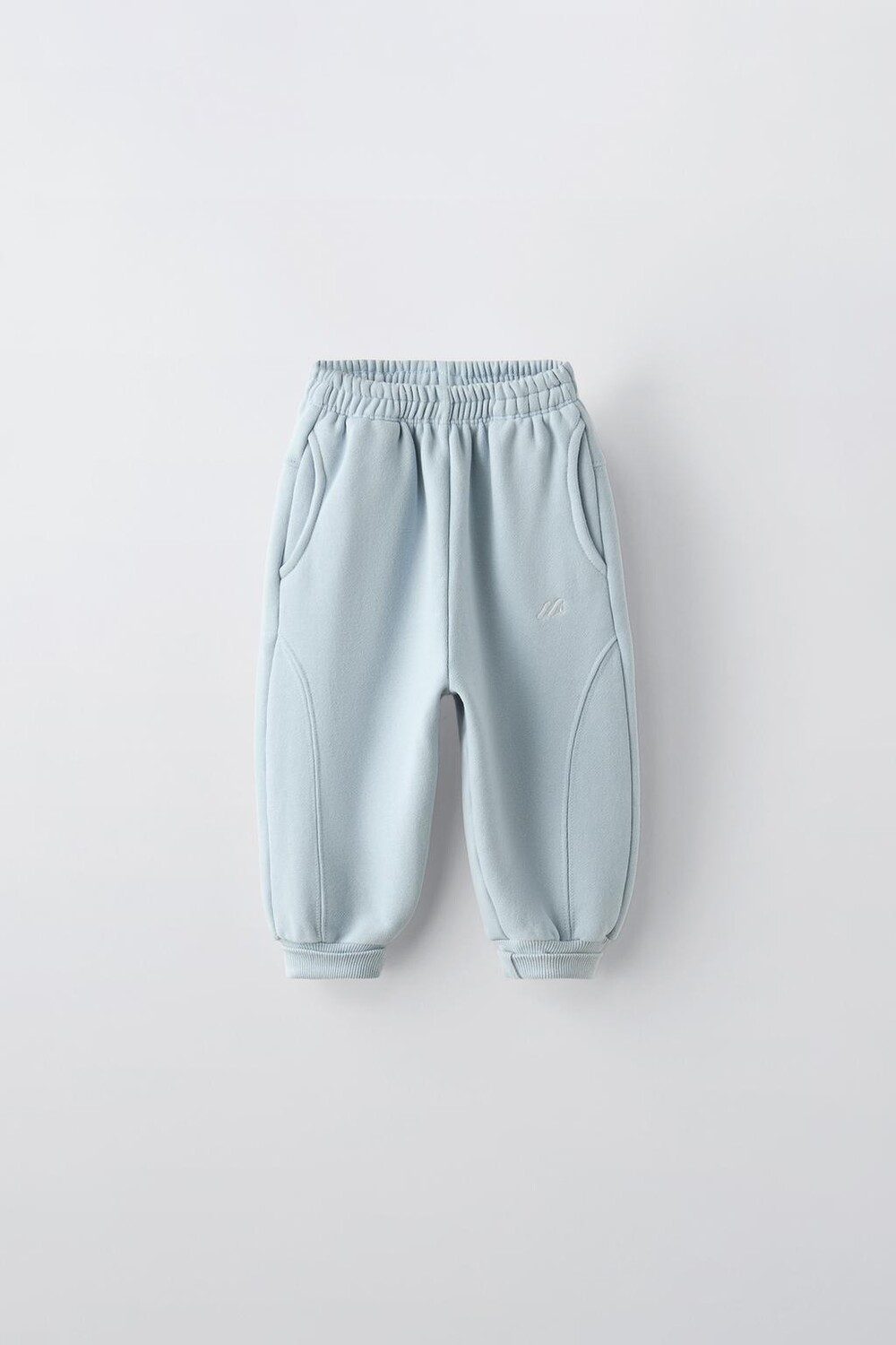 

Широкие брюки с вышивкой ZARA, светло-голубой