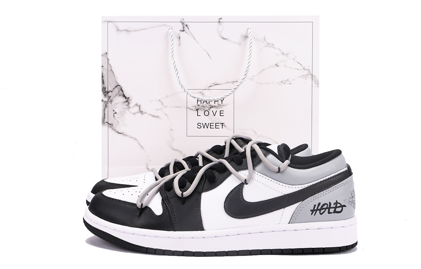 

Кроссовки Air Jordan 1 Vintage Basketball Shoes Men Low-top Gray, черный/серый