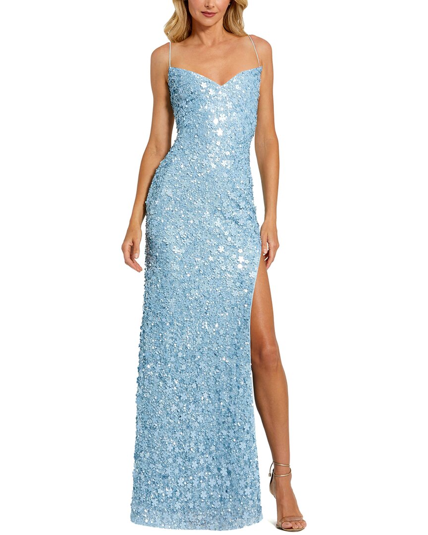 

Платье Mac Duggal на тонких бретельках с V-образным вырезом и декоративным узором Mac Duggal, Ice Blue
