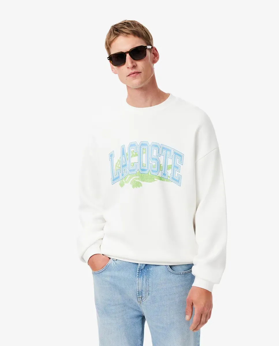 

Мужская плюшевая толстовка свободного кроя Lacoste, белый
