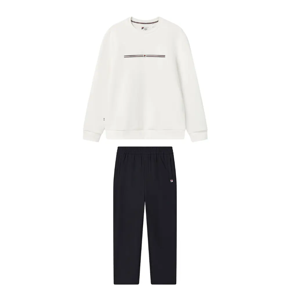 

Fila Комплект из толстовок для мужчин: белый верх + синий низ с круглым вырезом, средней плотности ткани