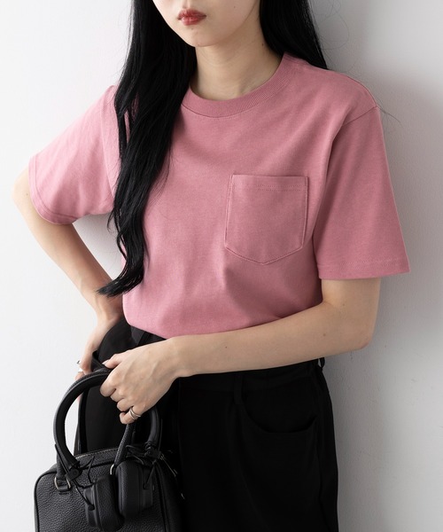 

Футболка из сверхплотной ткани с карманом LIFEMAX, дымчато-розовый