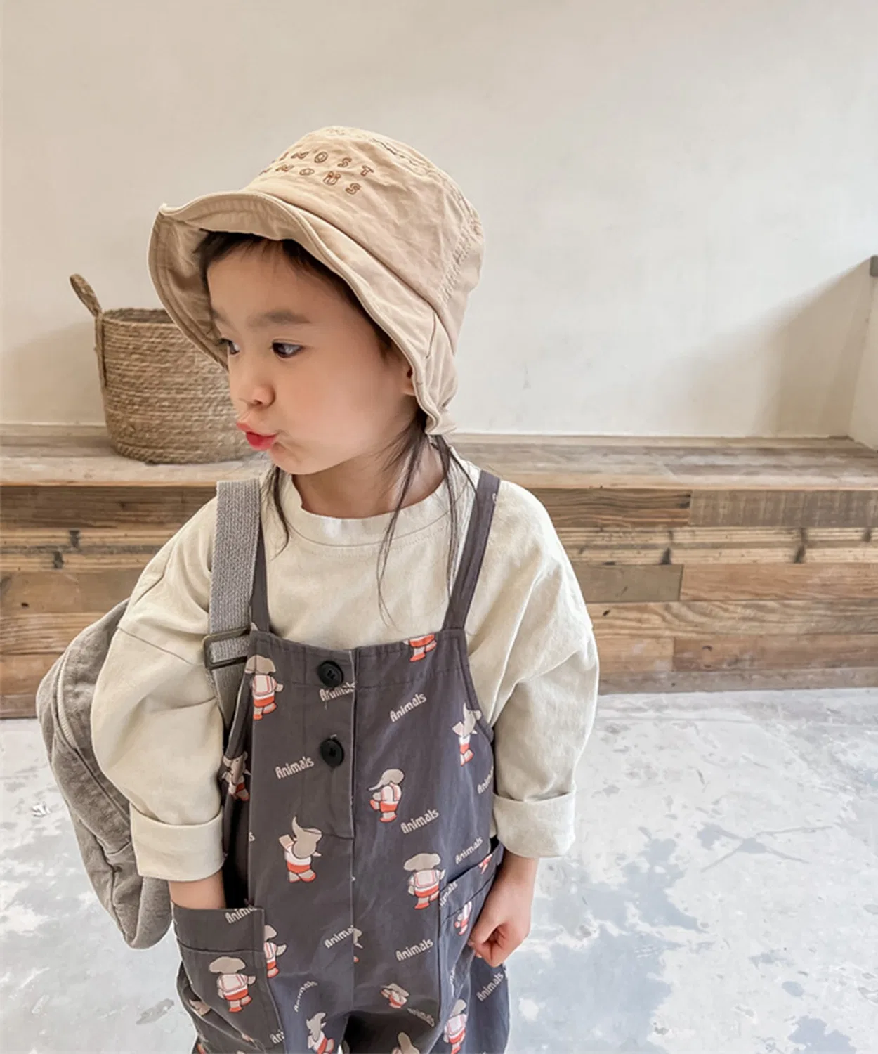 Комбинезон детский с принтом aimoha-KIDS из хлопка, тёмно-серый — фото 4