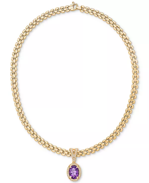 

Ожерелье длиной 18 дюймов с аметистом (5-3/8 карата) и белым топазом (3/4 карата) в форме пантеры из стерлингового серебра с позолотой 14 карат Macy'S, amethyst