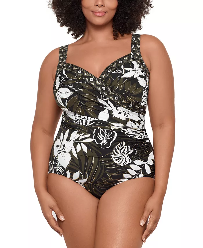 

Купальник цельный с косточками Plus Size Elle Dorado Sanibel Miraclesuit, мультиколор