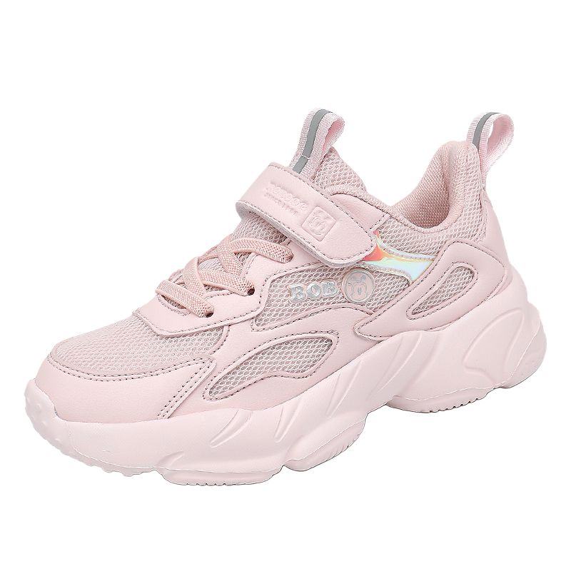 

Противоскользящие и износостойкие дышащие детские кроссовки для бега BOBDOG, розовый