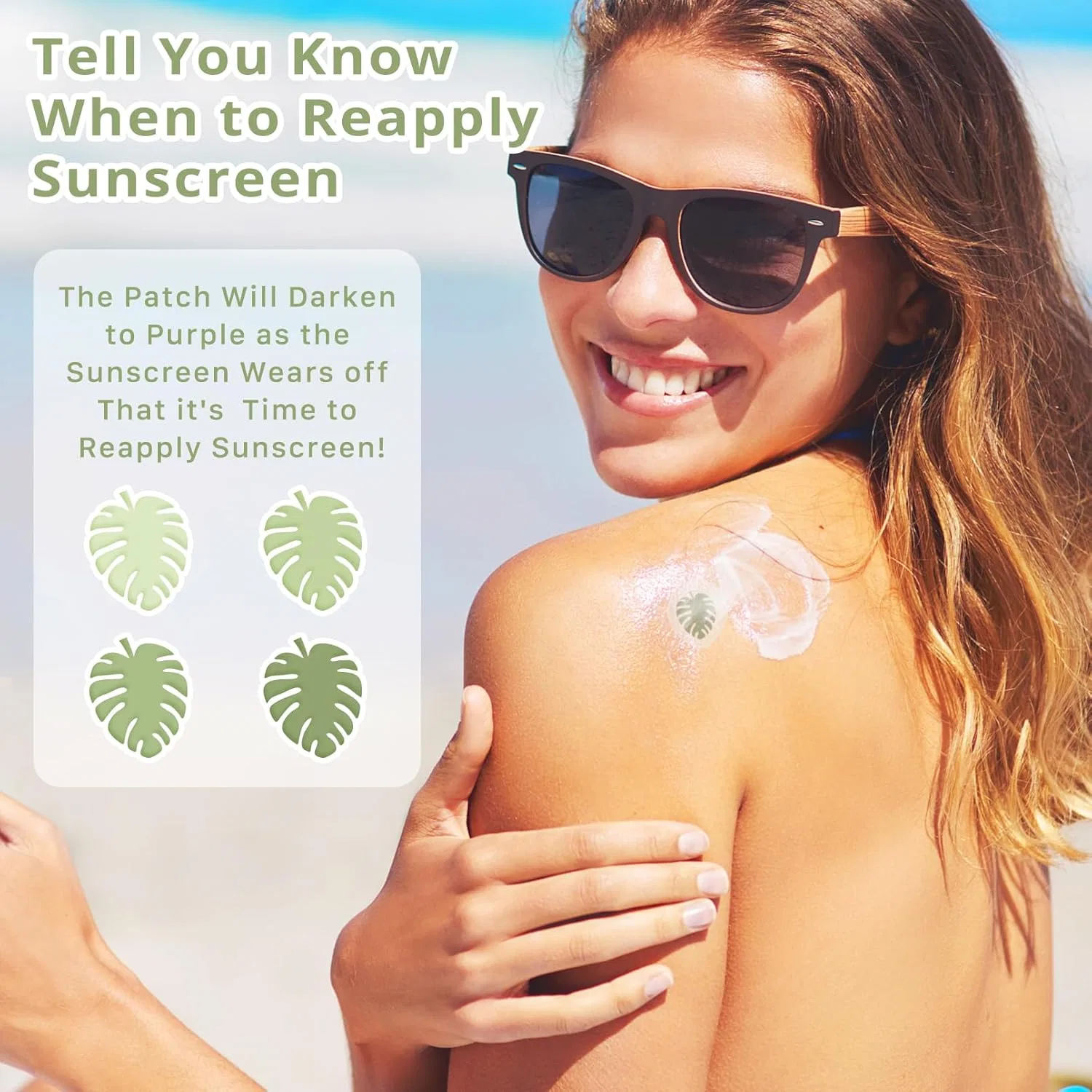 UV-стикеры для определения уровня SPF с листьями, 80 шт, зеленый Sodknow — фото 4