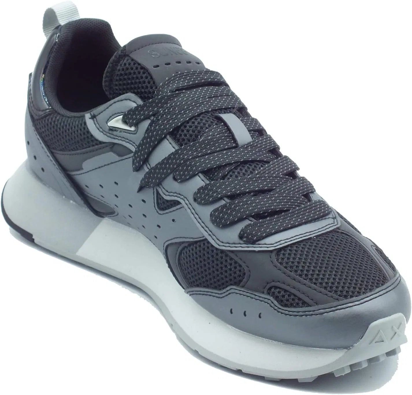 Мужские кроссовки SUN68 Z36119 Jaky Silver Mesh Black из искусственной кожи и черной ткани — фото 2