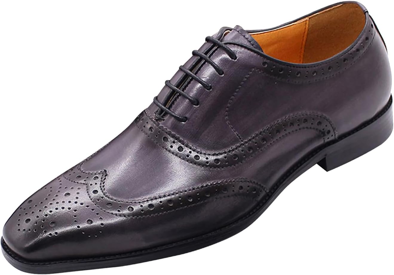 

Мужские оксфорды Santimon, классические туфли с броуговой отделкой, кожаные туфли для костюма, смокинга, свадьбы, бизнеса, повседневной носки и выпускного балла, удобные туфли для мужчин, серый