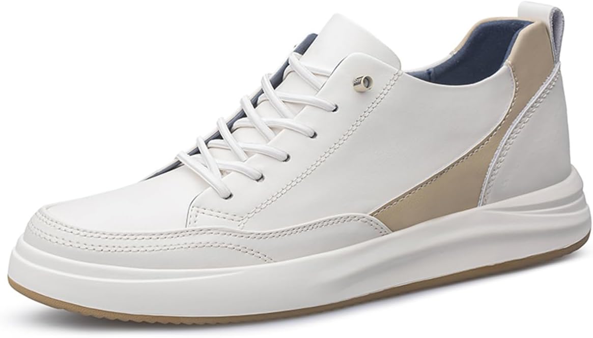 

Мужские ботинки UKUBOXBAG с подъемом, прогулочные деловые кроссовки, удобные, противоскользящие, модные кожаные высокие кроссовки, белый