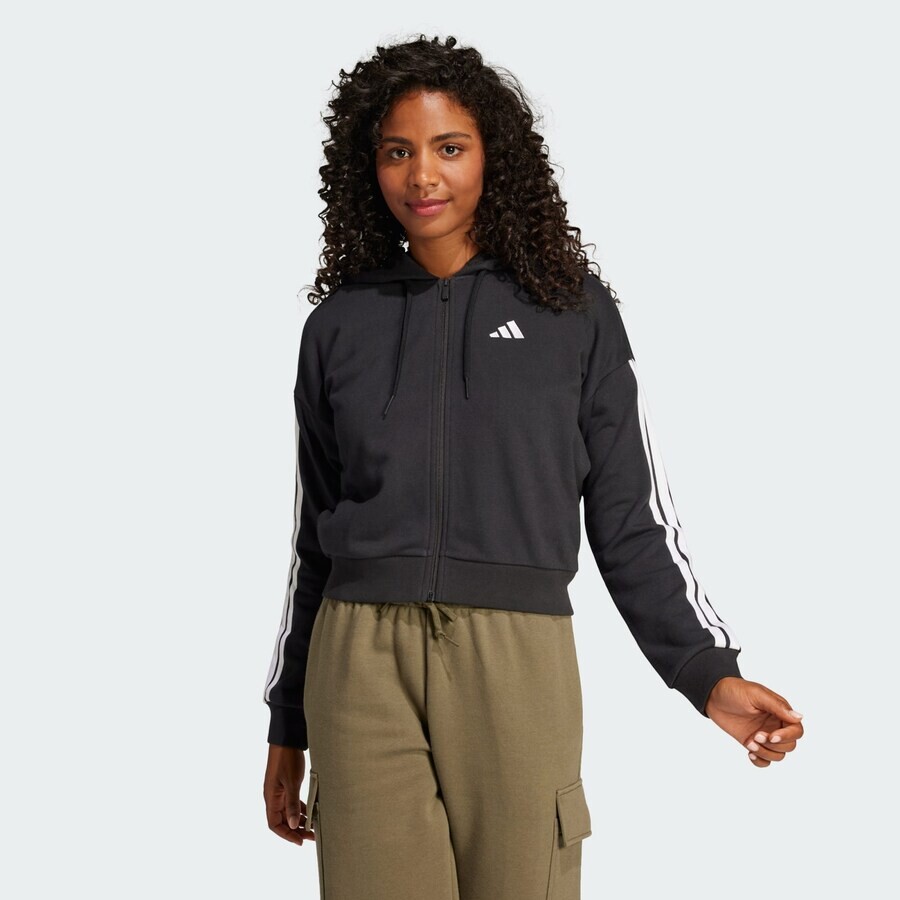 Свитер с капюшоном на молнии ADIDAS SPORTSWEAR Athletic Zip-Up Hoodie Essentials, черный — фото 2